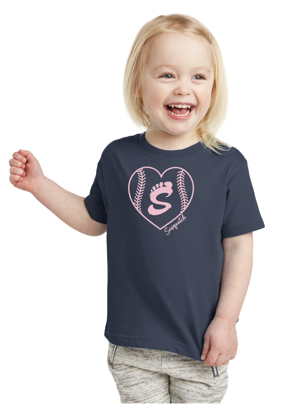 Sasquatch Toddler Heart T-Shirt - Navy
