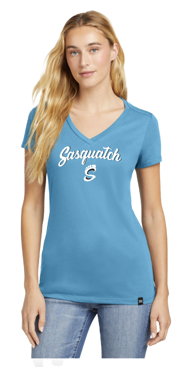 Sasquatch Women's V-Neck Tee - Aquatic Blue