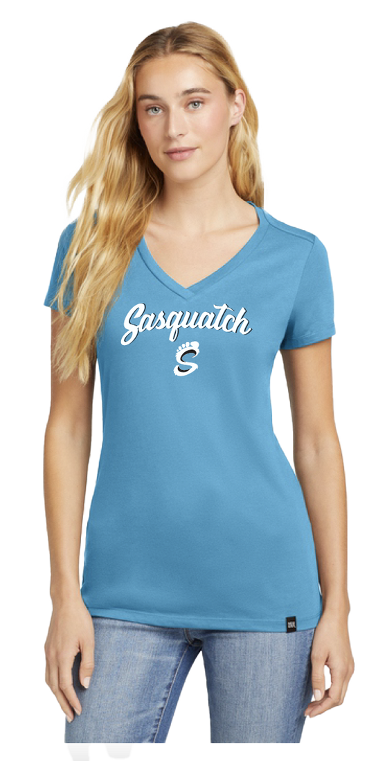 Sasquatch Women's V-Neck Tee - Aquatic Blue